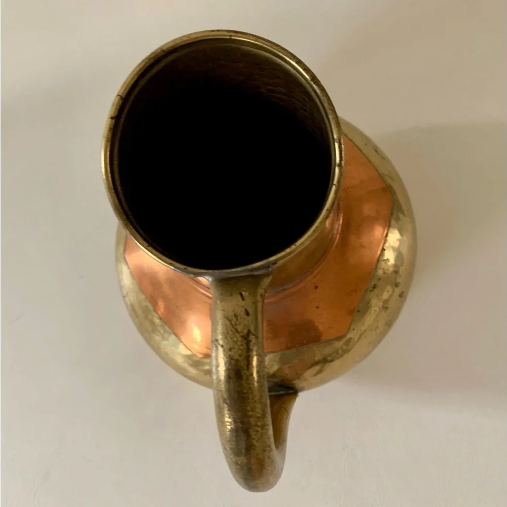 Vintage Copper & Brass Water Jug Pitcher Dinanderie Veritable Made in Belgium